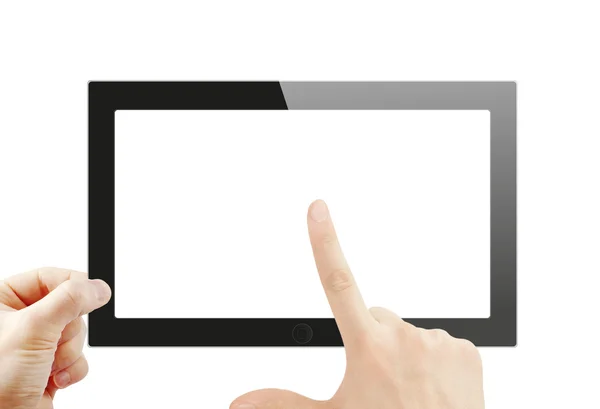 Schwarzer generischer Tablet-PC, 3D-Renderer. — Stockfoto
