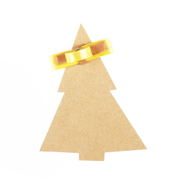 Christmas tree made of old paper with a small bow — Stock Photo, Image