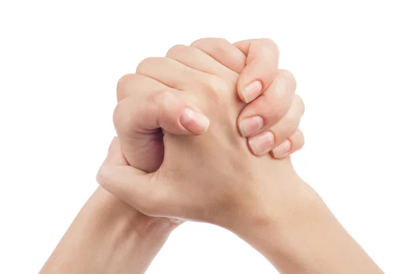 Gebaar van vrouw hand schudden — Stockfoto