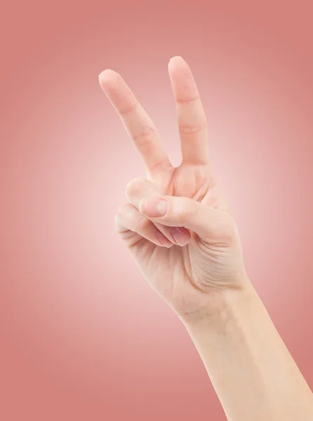 Strony z dwoma palcami się w symbolu pokoju lub zwycięstwo — Zdjęcie stockowe