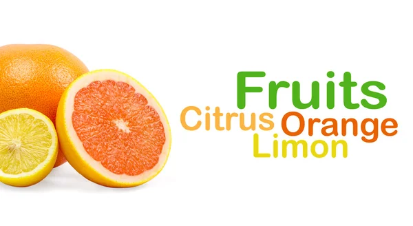 Image of a fresh whole lime,lemon and orange isolated on white — Stock Photo, Image