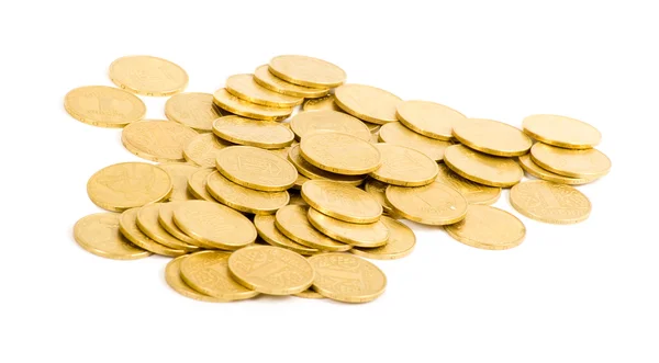 Χρυσά νομίσματα που απομονώνονται σε λευκό — Φωτογραφία Αρχείου
