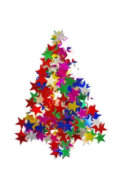 Christmas tree composed of colored stars. — Stock Photo, Image