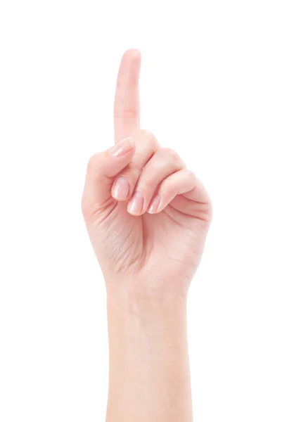 Hand with index finger, isolated on a white background — Stock Photo, Image