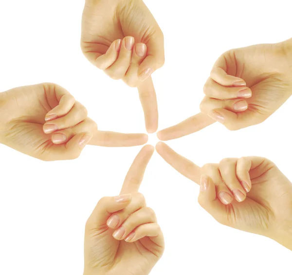 Hands of teamwork , forming the star shape — Stock Photo, Image