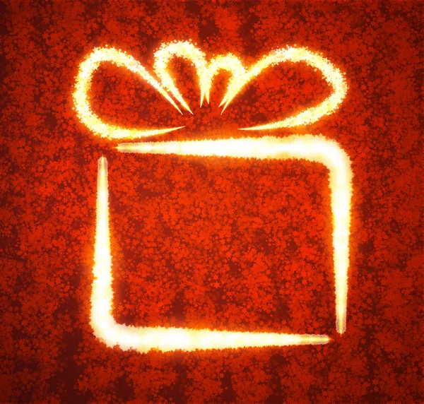 Kerst illustratie met geschenkdoos op rode achtergrond — Stockfoto