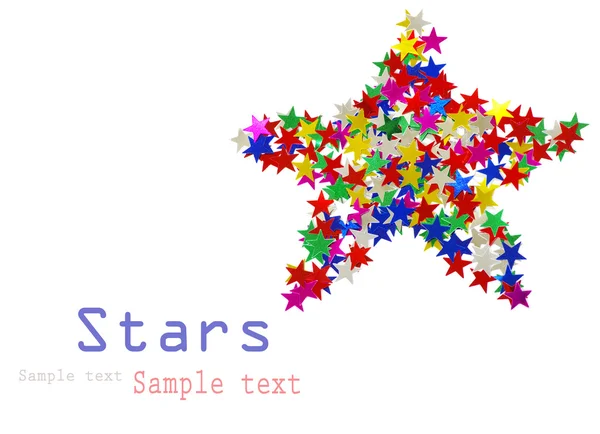 Velká hvězda, složený z mnoha barevných hvězd na bílém pozadí — Stock fotografie