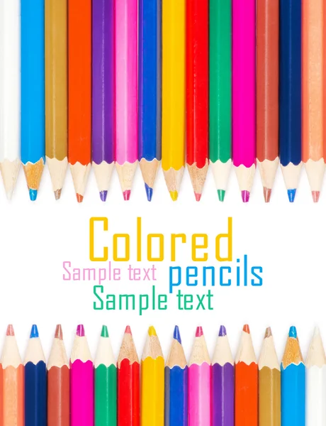 Набор цветных карандашей для творчества на белом фоне — стоковое фото