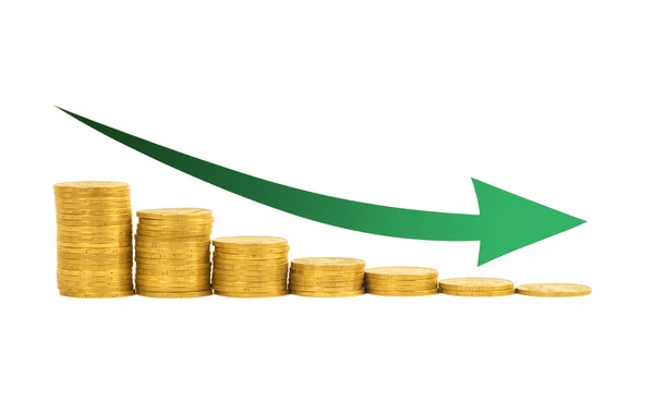 Financiële concept - grafiek van de kolommen van munten — Stockfoto