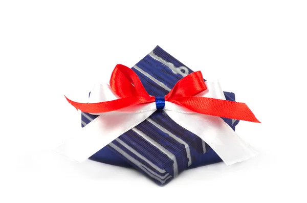 Gift box with ribbon isolated on white — Stock Photo, Image