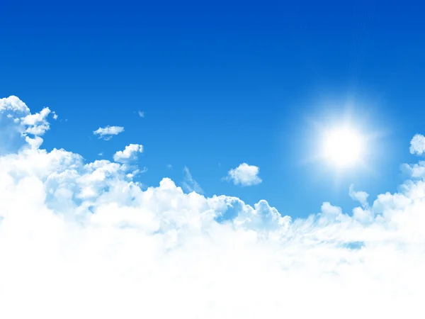 Blue sky with clouds and sun — Stock Photo, Image