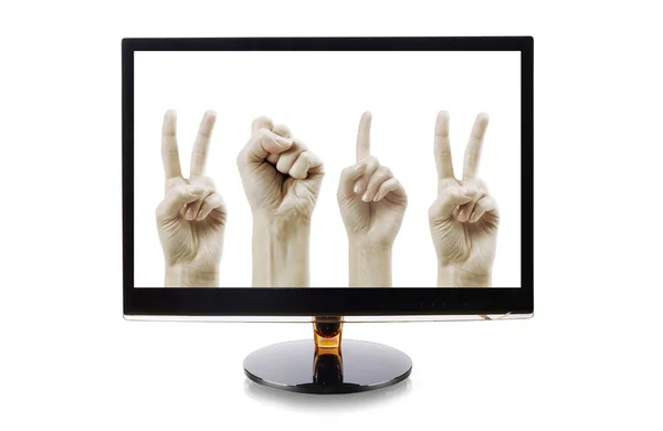 Hands 2012 in monitor — Stock Photo, Image