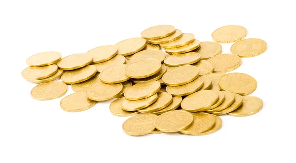 Золоті монети ізольовані на білому — стокове фото