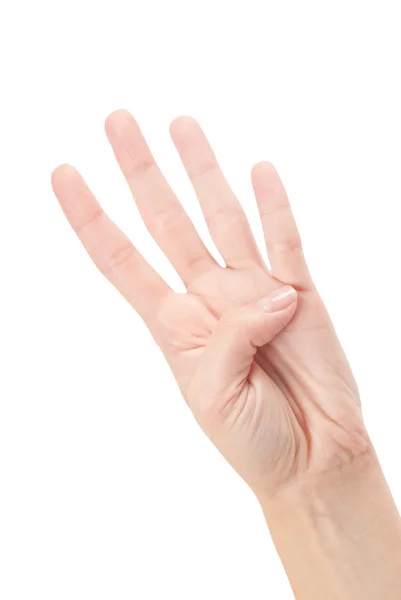 Gesto de mano - Número cuatro aislado en blanco —  Fotos de Stock