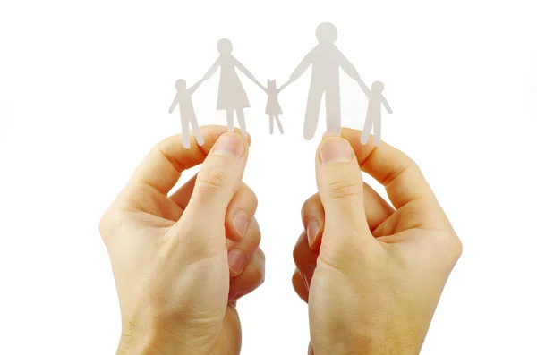 Paper family in hands — Stock Photo, Image