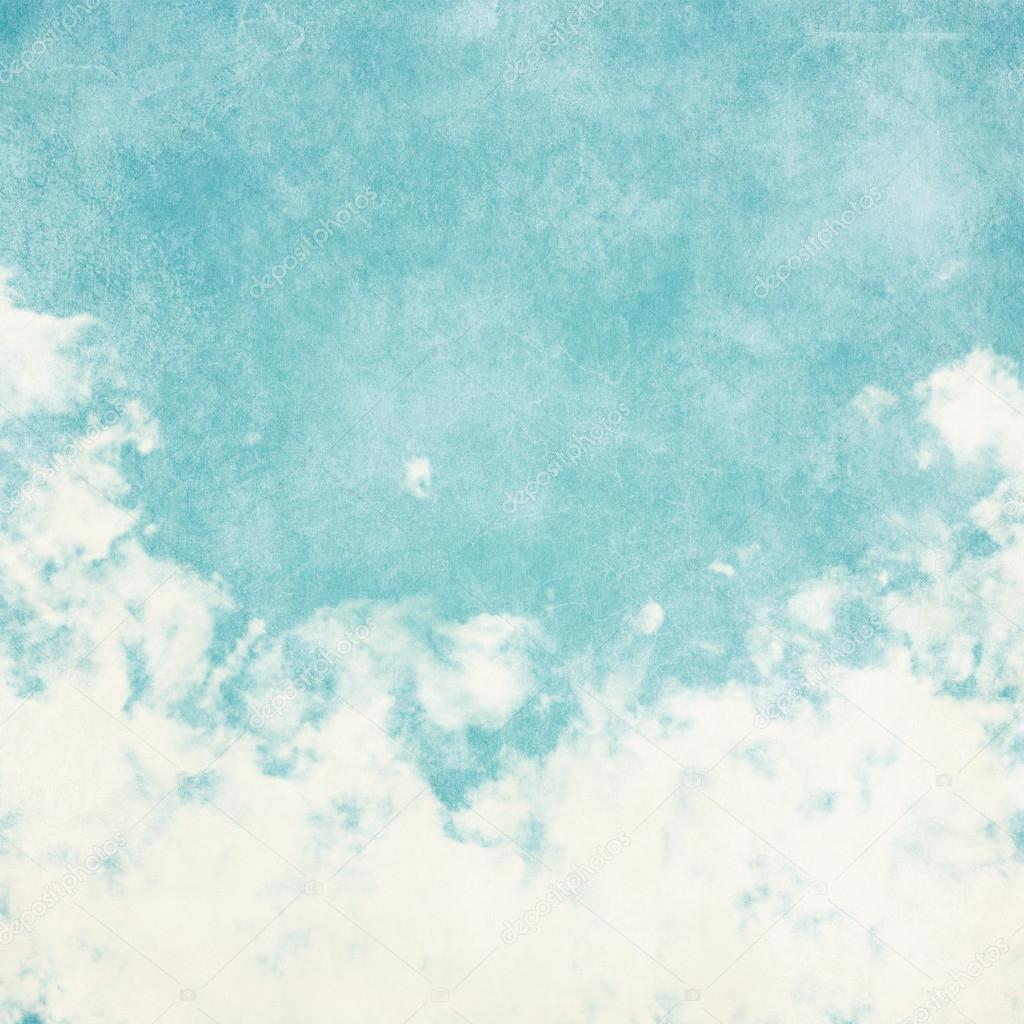 Sky, fog, and clouds on a textured, vintage paper