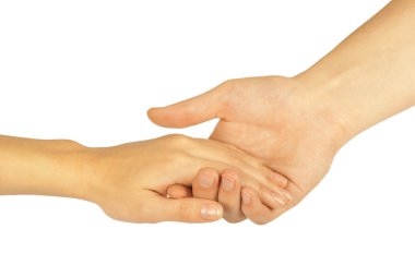 iki kişi, erkek ve kadın el sallayarak, üzerinde beyaz izole.