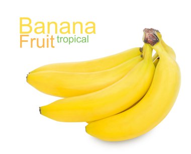 Beyaz arkaplanda izole edilmiş muz sürüsü