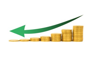 Finansal kavramı - sikke sütun grafiği