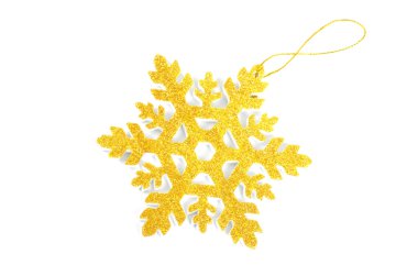 Beyaz arkaplanda izole edilmiş Noel ağacı süsleme yıldızı