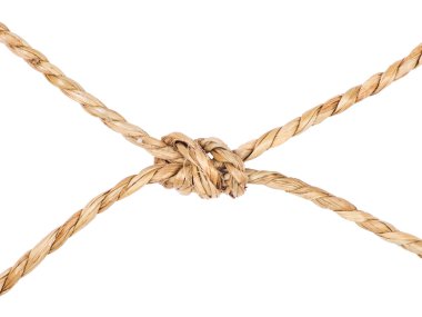 düğüm üzerinde beyaz izole, iple