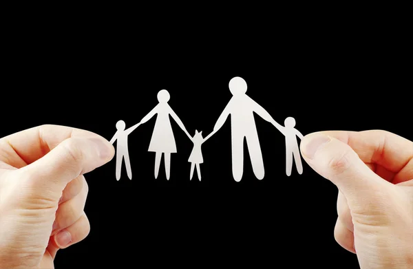 Paper family in hands — Stock Photo, Image