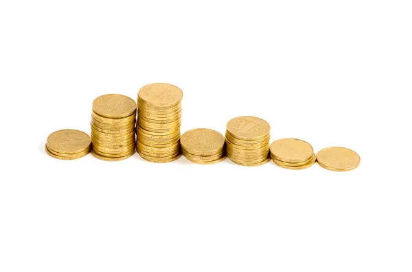 Graph of the columns of coins — Stock Photo, Image