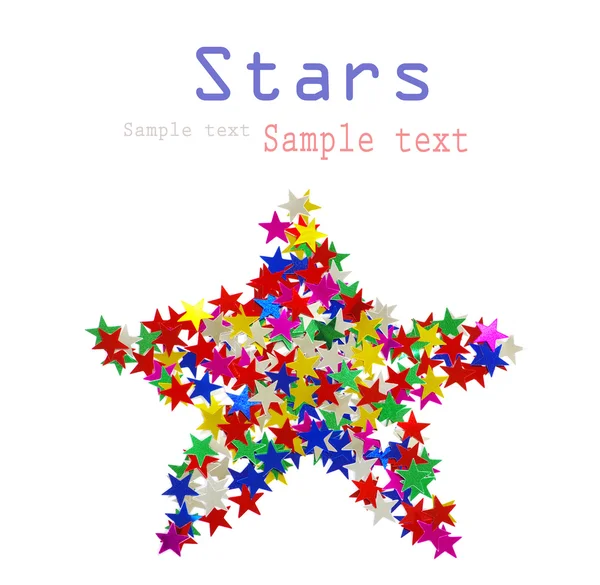 Gran estrella compuesta de muchas estrellas de colores sobre blanco —  Fotos de Stock