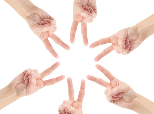 Hands of teamwork , forming the star shape — Stock Photo, Image