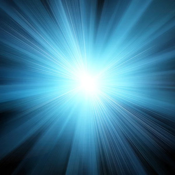 Sfondo astratto con raggi di luce blu neon magia offuscata — Foto Stock