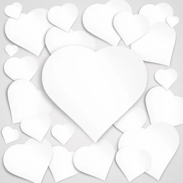 Papper heart banner med skuggor på vit bakgrund. — Stockfoto
