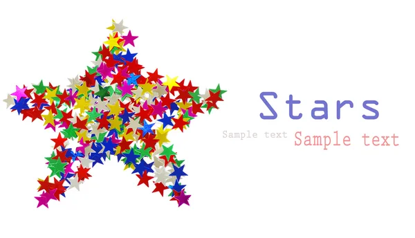 빅 스타 화이트에 많은 색깔된 별 구성 — 스톡 사진