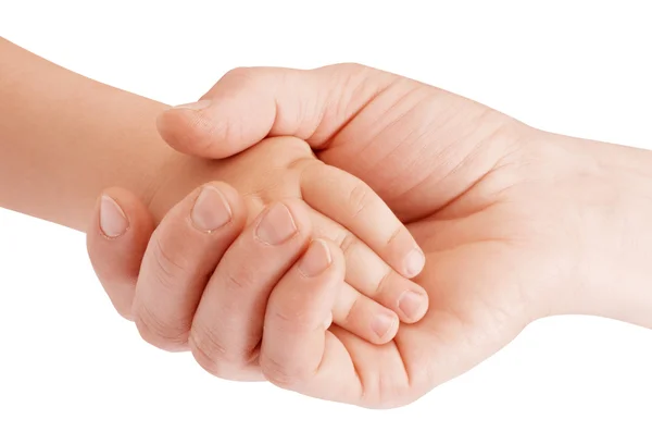 Moeder van bedrijf kind hand — Stockfoto