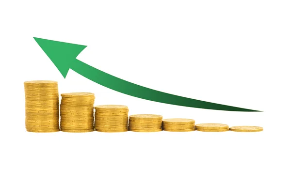 Concepto financiero - Gráfico de las columnas de monedas —  Fotos de Stock