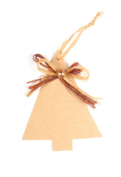 Christmas tree made of old paper with a small bow — Stock Photo, Image