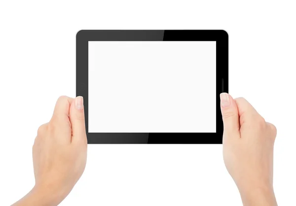 Tablet-Computer isoliert in der Hand — Stockfoto