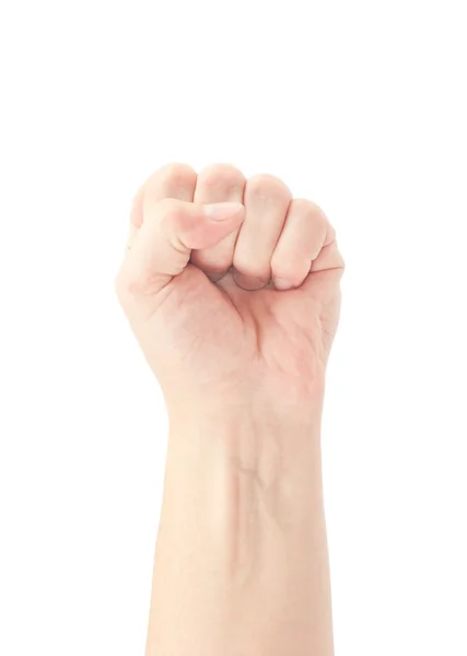 Puño. Gesto de la mano sobre fondo blanco — Foto de Stock