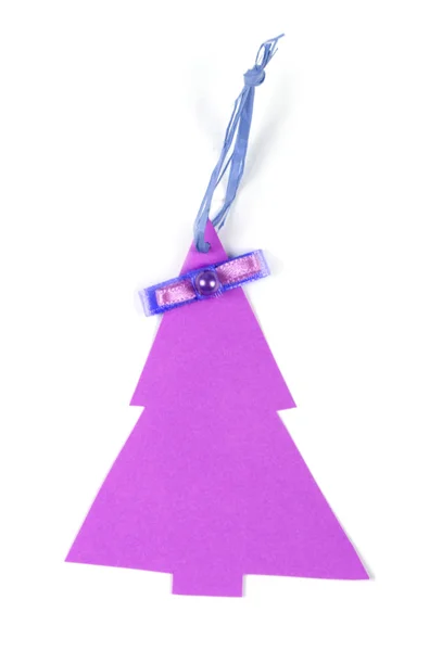 Rótulo de árvore de Natal feito de papel — Fotografia de Stock