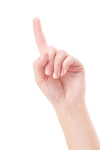 Hand with index finger, isolated on a white background — Stock Photo, Image