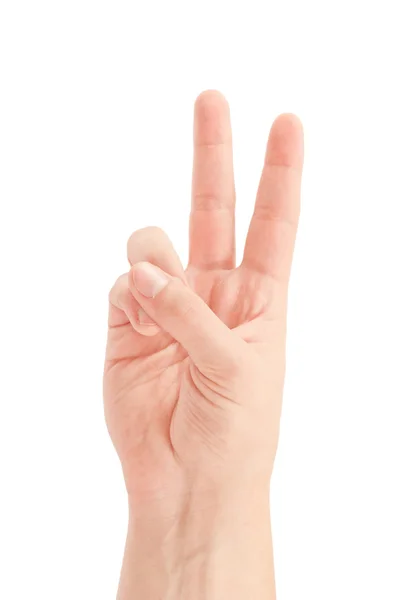Hand mit zwei erhobenen Fingern — Stockfoto