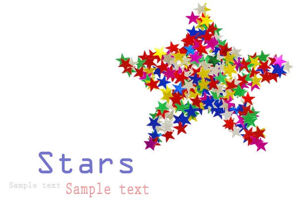 Großer Stern bestehend aus vielen farbigen Sternen auf weißem Grund — Stockfoto