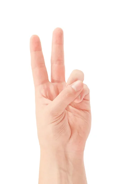 ยกมือขึ้นสองนิ้ว — ภาพถ่ายสต็อก