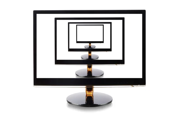 Monitoren in monitor geïsoleerd op wit — Stockfoto