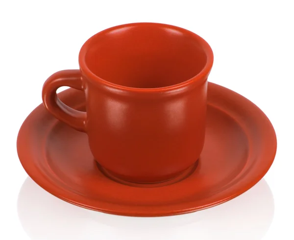 Rote Tasse auf roter Untertasse — Stockfoto
