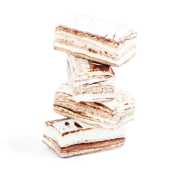 Few pieces of nougat stacked together on white — Stock Photo, Image