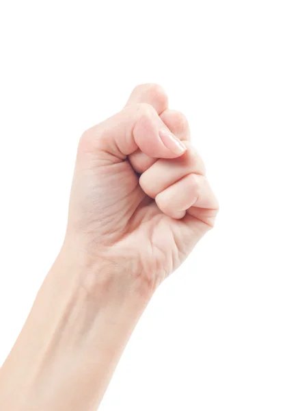 Puño. Gesto de la mano sobre fondo rosa . — Foto de Stock