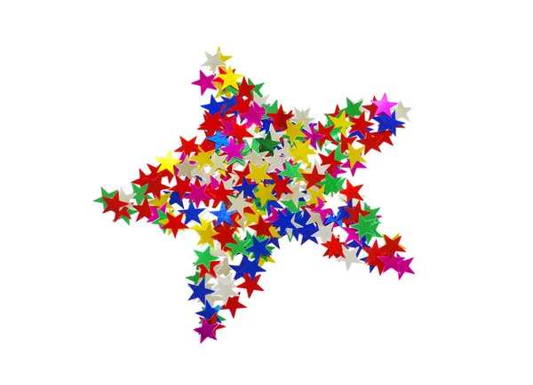 Gran estrella compuesta de muchas estrellas de colores sobre blanco — Foto de Stock