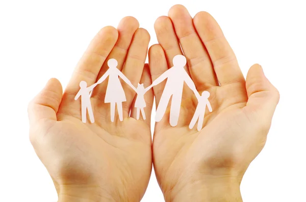 Paper family in hands — Stock Photo, Image