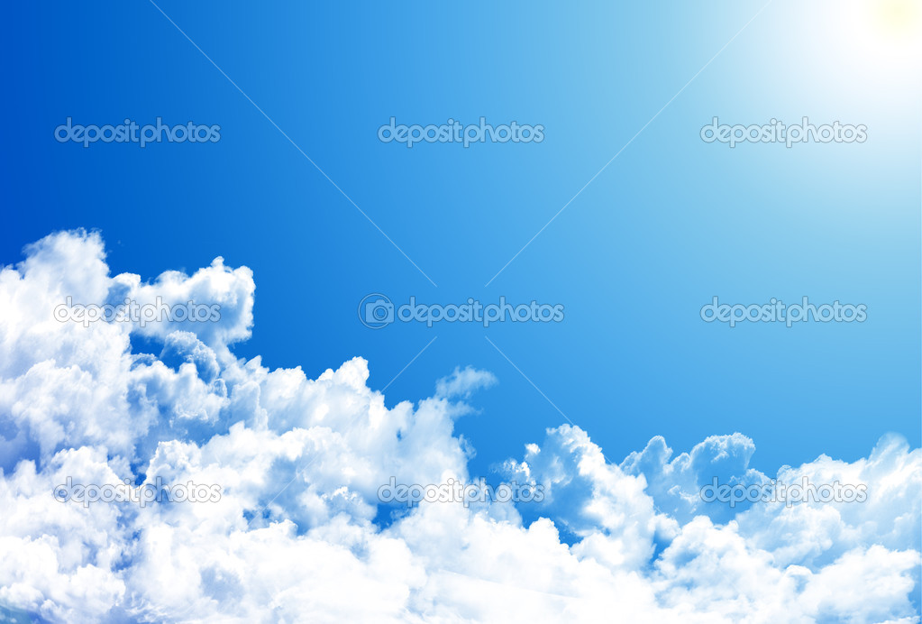 White clouds in blue sky