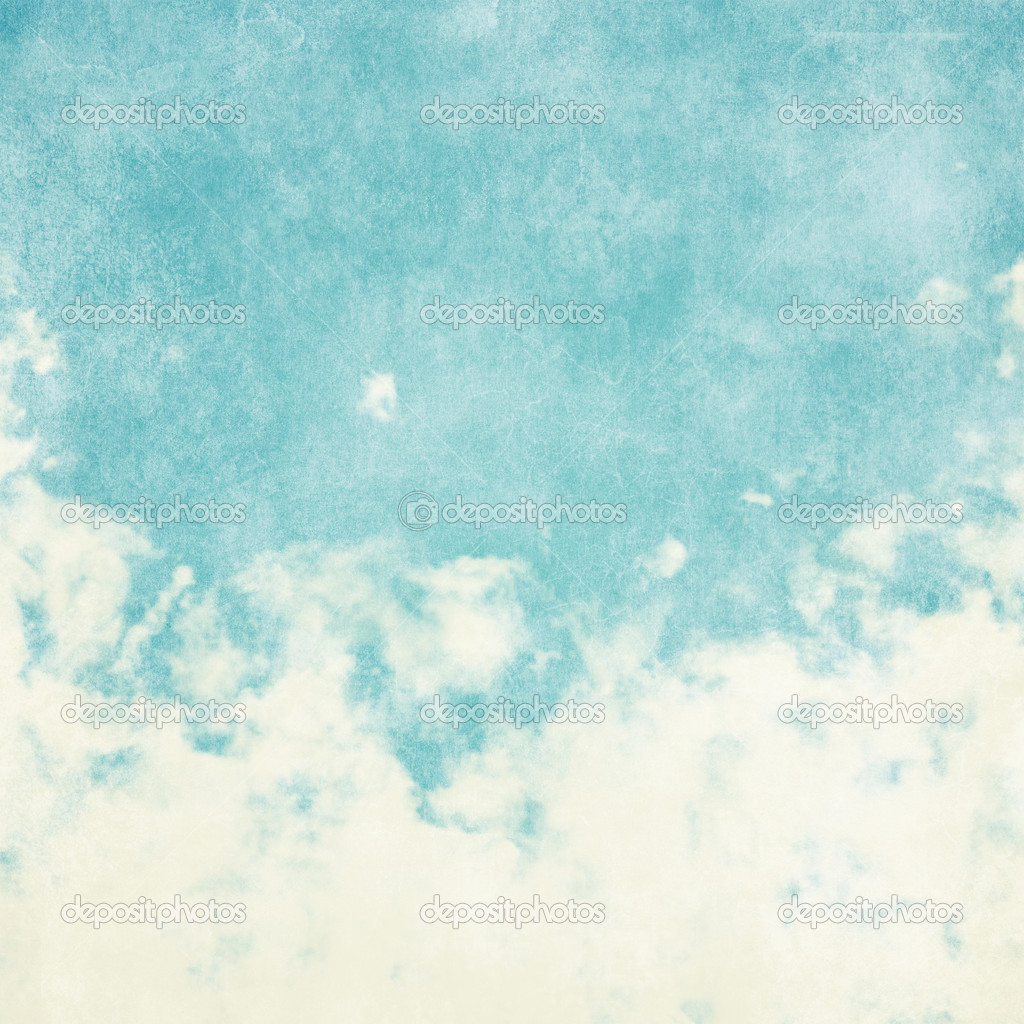 Sky, fog, and clouds on a textured, vintage paper